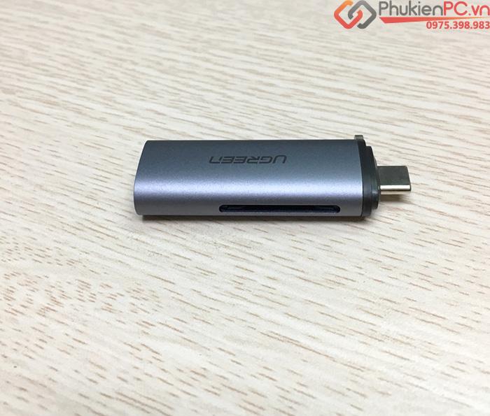 Đầu đọc thẻ SD, TF USB Type C vỏ nhôm Ugreen 50704-2