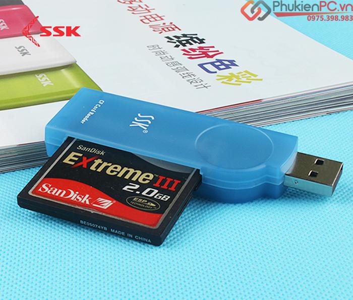 Đầu đọc thẻ nhớ CF USB 2.0 SSK SCRS028-4