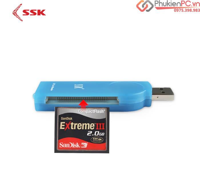 Đầu đọc thẻ nhớ CF USB 2.0 SSK SCRS028-2