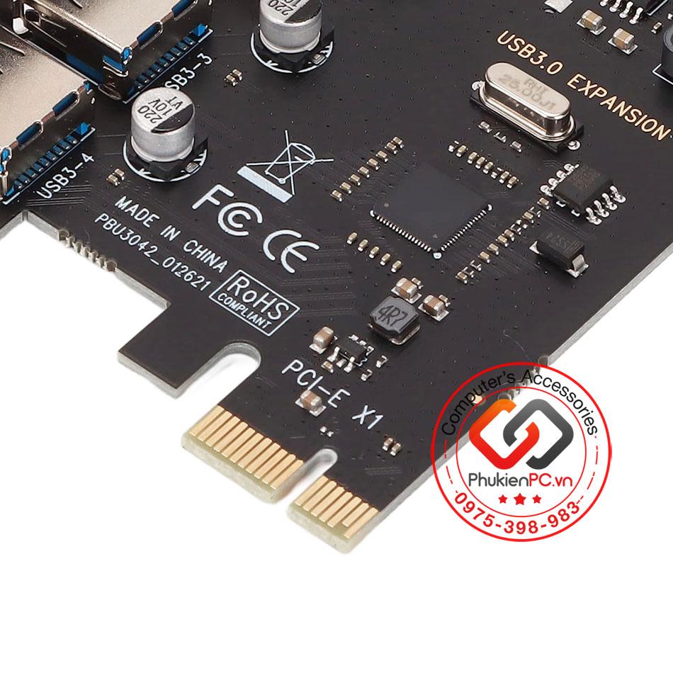 Card PCIe x1 to 4 USB 3.0 chipset VL805 không cần nguồn phụ cho PC, máy tính đồng bộ-1