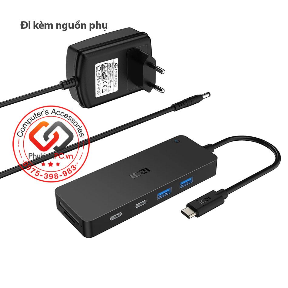 Bộ chia USB Type C 8 Port 4 USB 3.0, 2 Type-C đọc thẻ SD TF-3