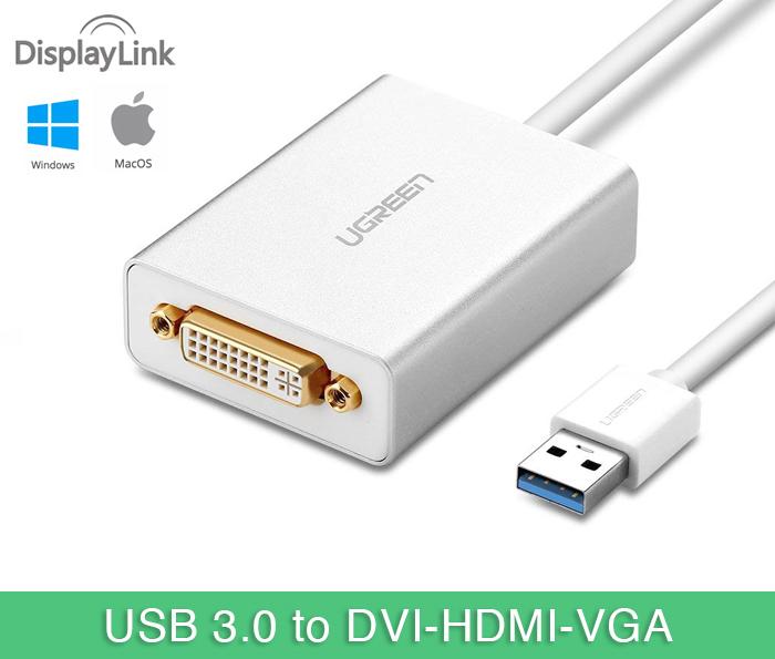 Cáp USB 3.0 sang HDMI, DVI, VGA cho Macbook, Laptop, PC Ugreen 40243