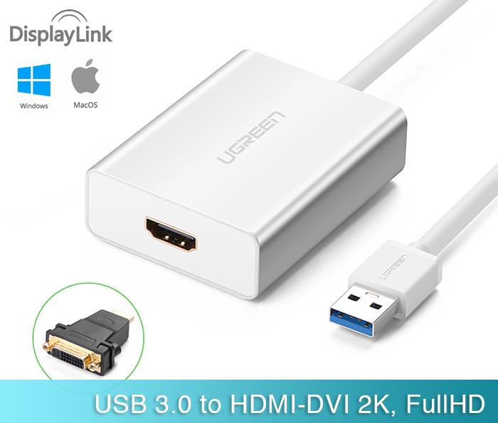Cáp USB 3.0 sang HDMI, DVI cho Macbook, Laptop, PC Ugreen 40229