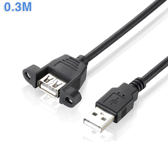 Dây cáp USB 2.0 nối dài đầu đực đầu cái bắt vít 0.3M