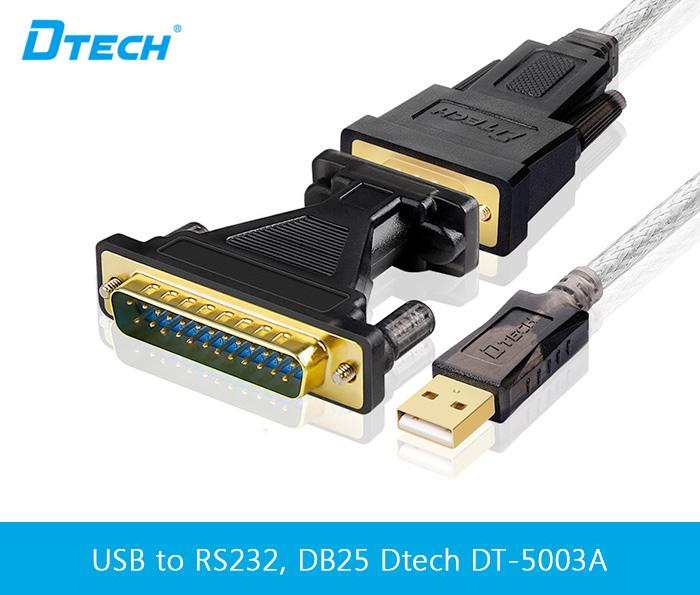 Cáp USB sang RS232 kèm đầu chuyển DB25 dài 1.8M Dtech DT-5003A