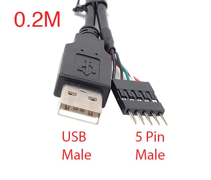 Cáp USB Male to 5 Pin Header Male 0.2M
