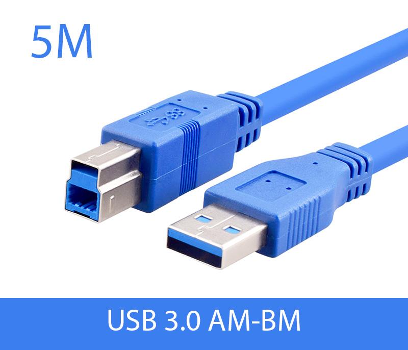 Cáp USB 3.0 AM-BM Type B dài 5M cho máy in, camera hội nghị, hdd box docking