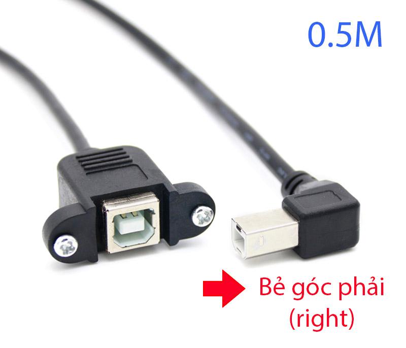 Cáp USB Type B Male to Female bẻ góc 0.5M bắt vít