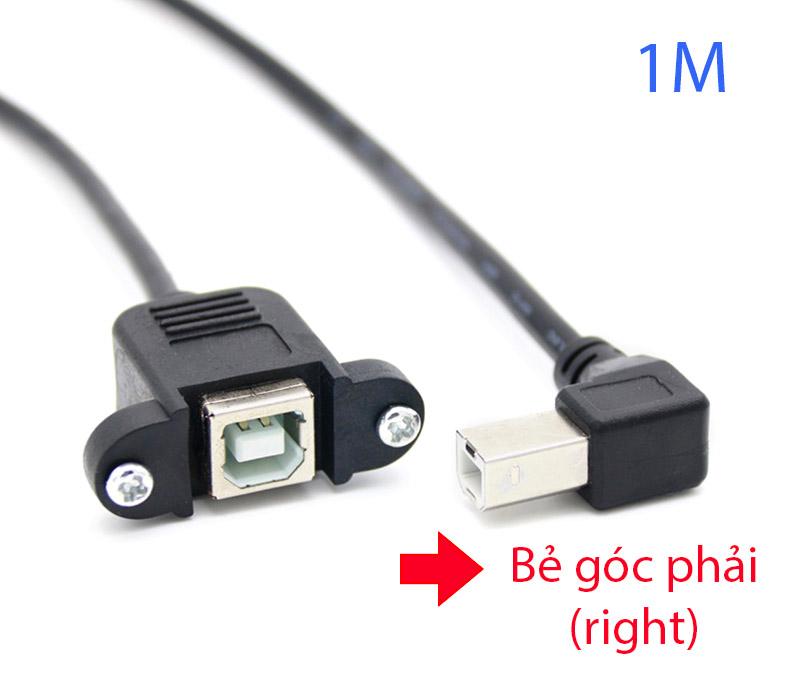 Cáp USB Type B Male to Female bẻ góc 1M bắt vít