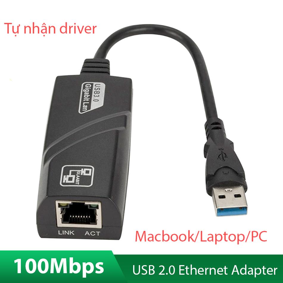 Cáp USB sang LAN Ethernet 100 Mbps tự nhận driver cho Macbook, Laptop, PC