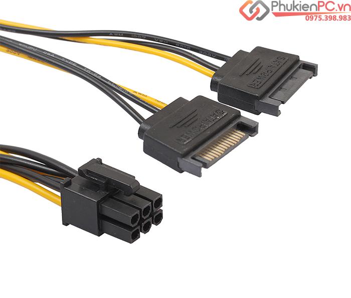 Cáp nguồn 2 SATA sang 6Pin PCI-E cho Card VGA-4