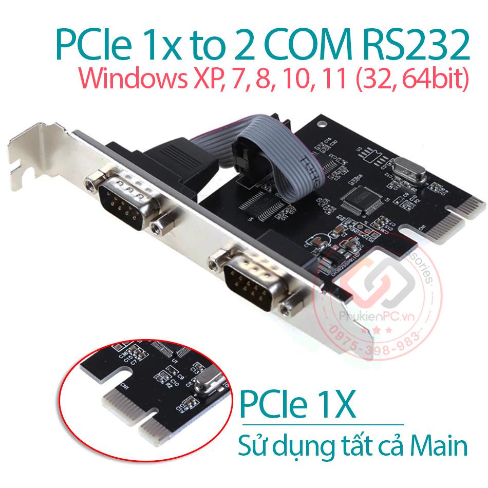 Card PCI-E sang 2 RS232 (COM, DB9) Chipset WCH382