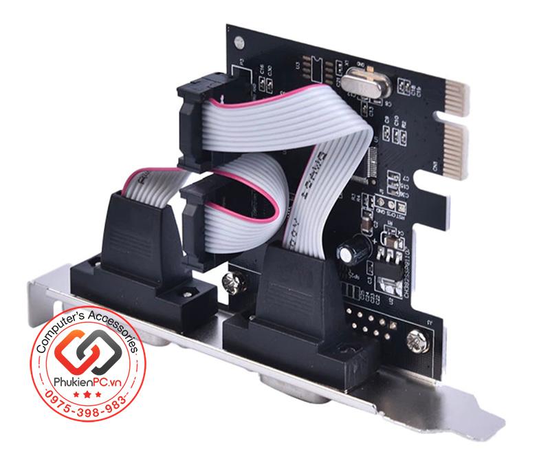 Card PCI-E sang 2 RS232 (COM, DB9) Chipset WCH382-3