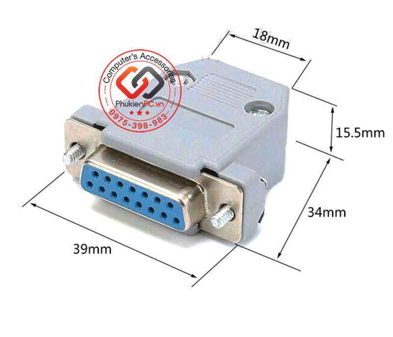 Đầu hàn COM DB15 Female loại 2 hàng kèm vỏ ốp-4