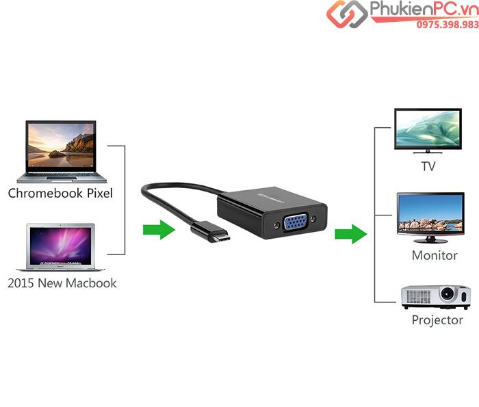 Cáp chuyển đổi USB-C sang VGA Ugreen 20586 chính hãng-2