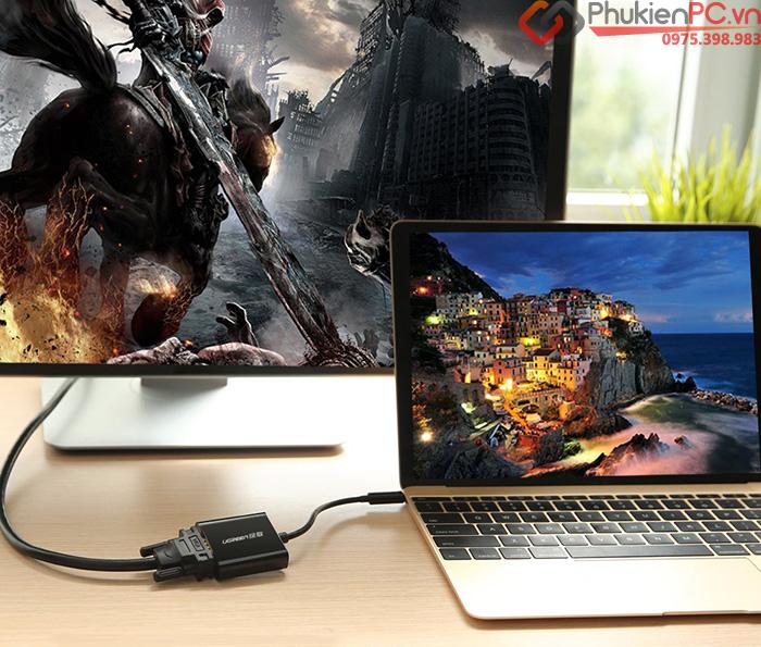 Cáp chuyển đổi USB-C sang VGA Ugreen 20586 chính hãng-3