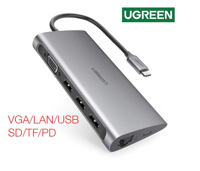 Cáp USB-C ra VGA LAN USB 3.0 đọc thẻ SD TF Ugreen 50539