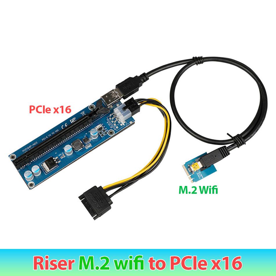 Riser M.2 Wifi A E Key to PCIE 16x lắp thêm card PCIE cho Laptop, PC, máy tính công nghiệp-0