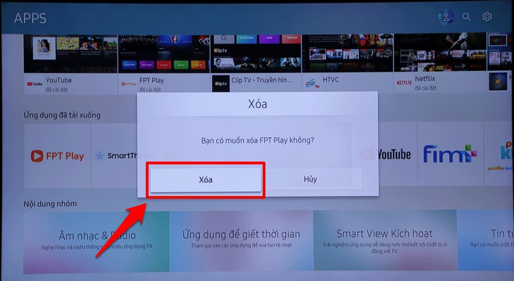 Cách xóa ứng dụng đã cài trên Smart tivi Samsung